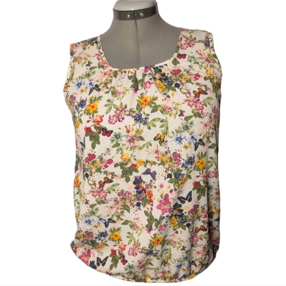 Women's Loft Floral Butterfly Tank Blouse, Size Small
